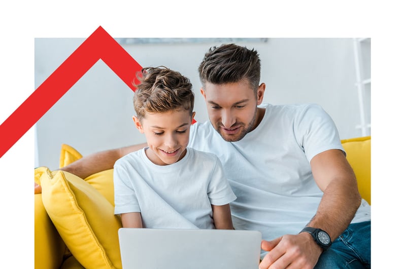 Parent and student looking at laptop